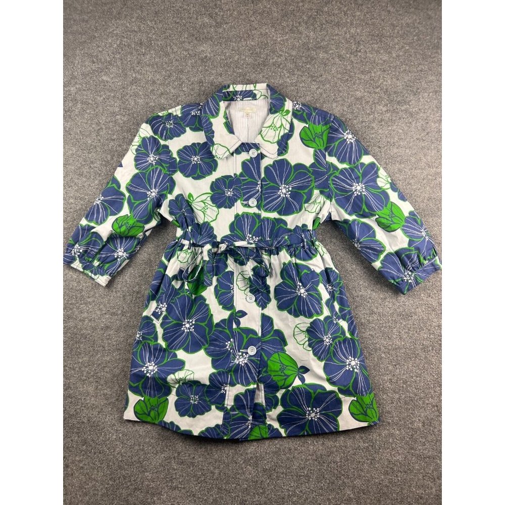 Garnet Hill Parka Coat Women's 18 Tropical Floral Belted Pockets Rain Jacket